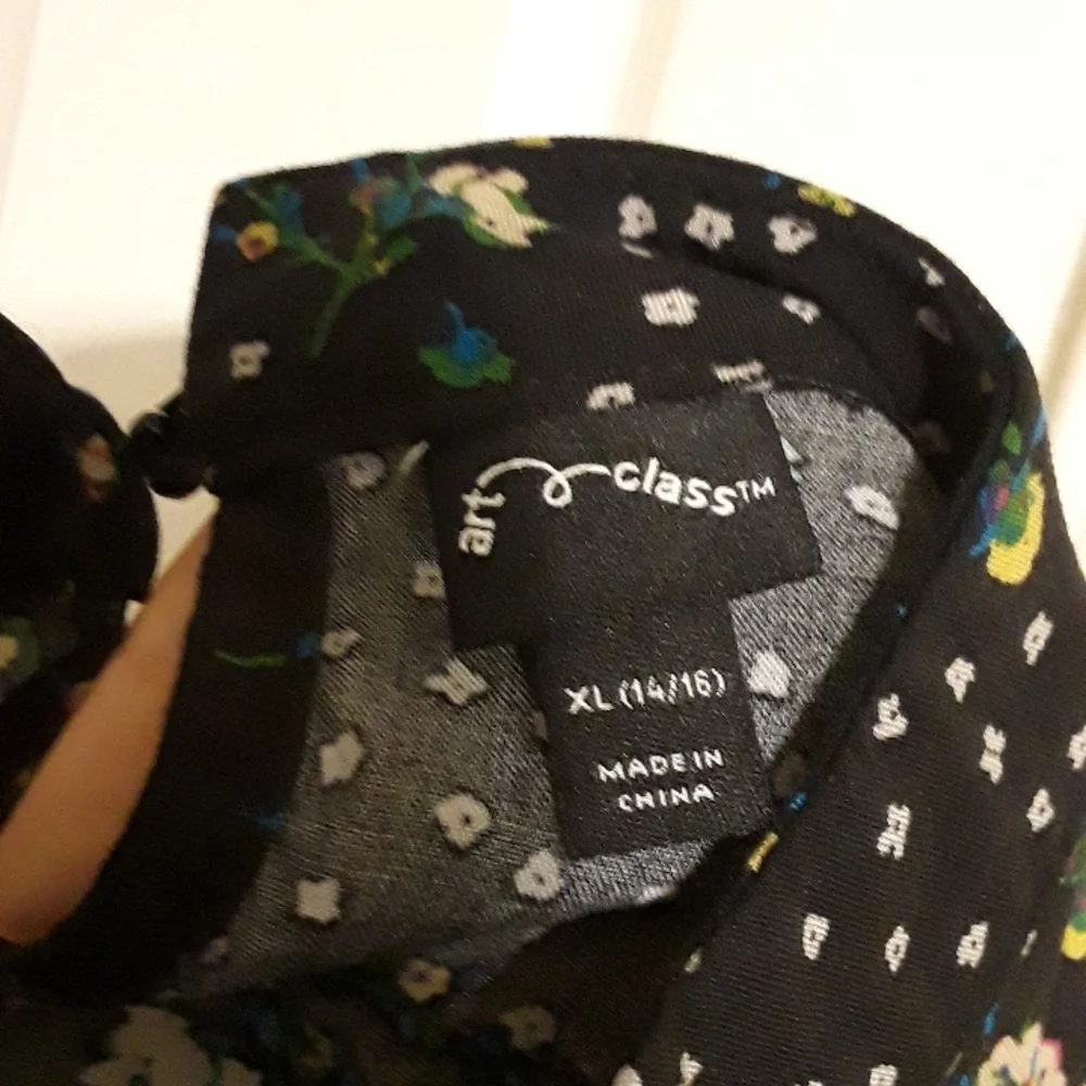 Art Class Floral Long sleeve Ruffle tiered High Neck boho Top Girls XL Women S - Picture 12 of 14